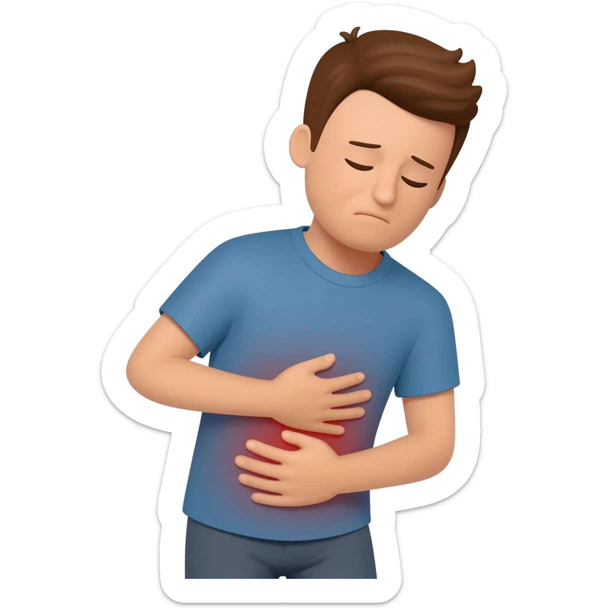 man holding stomach hurting sticker