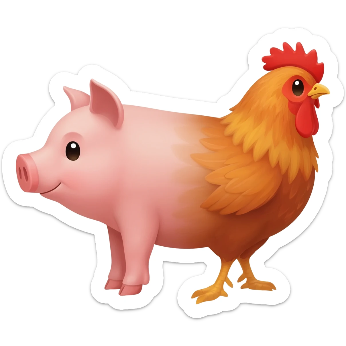 Emoji of a chicken fused with a pork (porkchicken) sticker