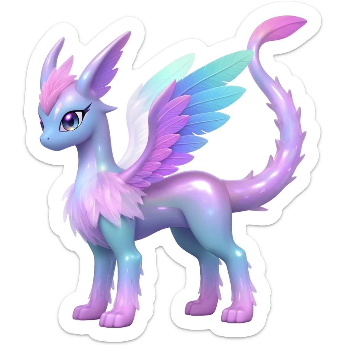 Shiny pastel feathery tropical exotic shimmering silky smooth soft flurry Diancie-Palkia-Amaura-Aurorus-aesthetic-fusion sticker