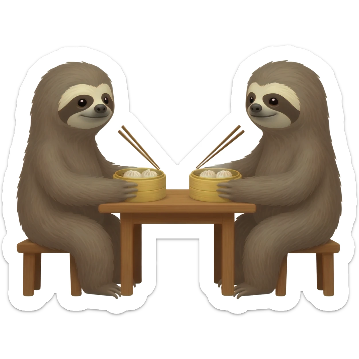Two sloths having dim sum sticker