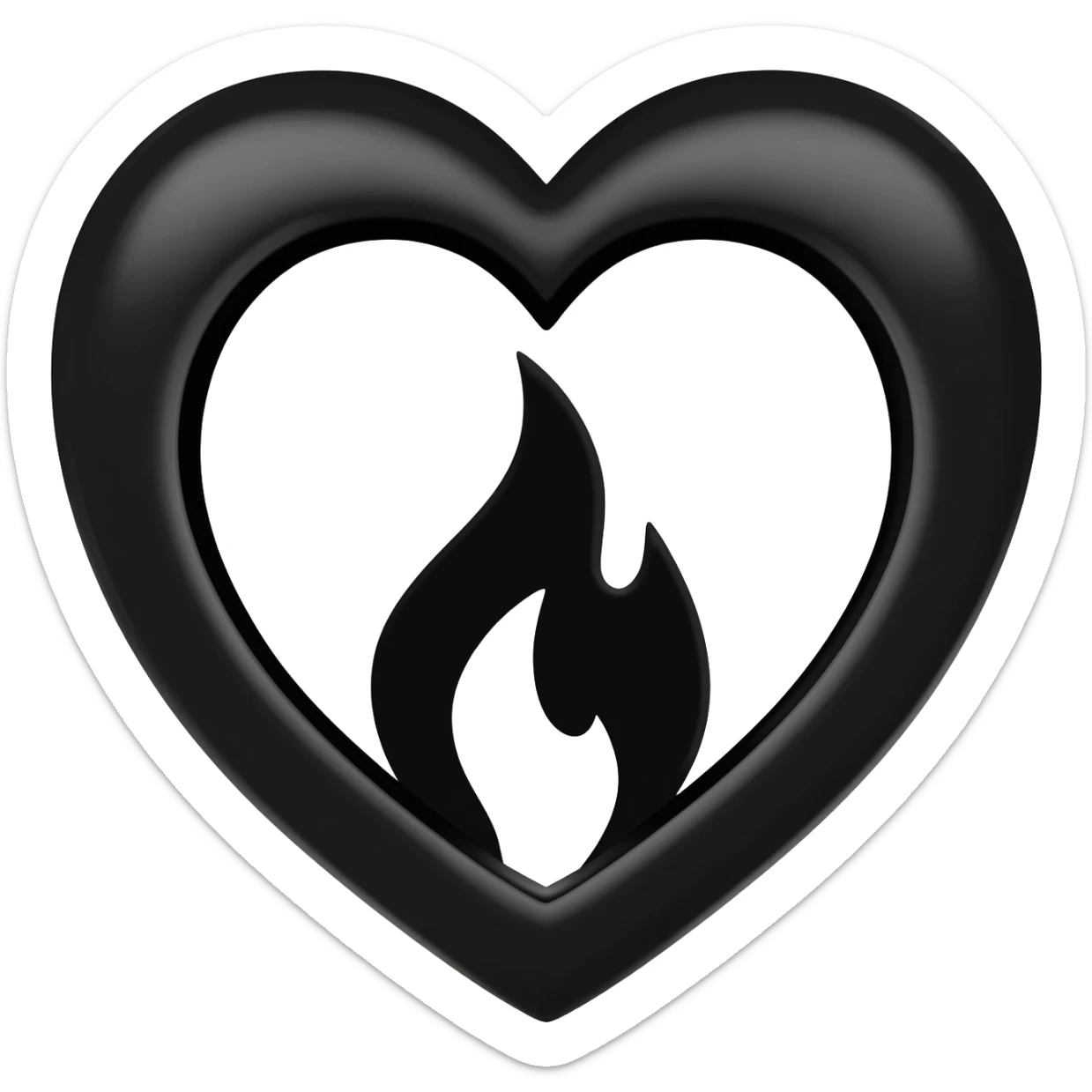 generate a black heart with a black flame sticker