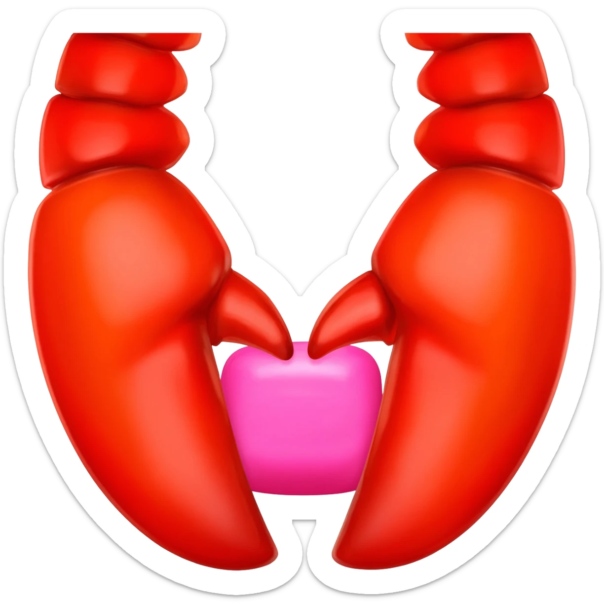 lobster claws with spread out pink chewing gum between the claws sticker