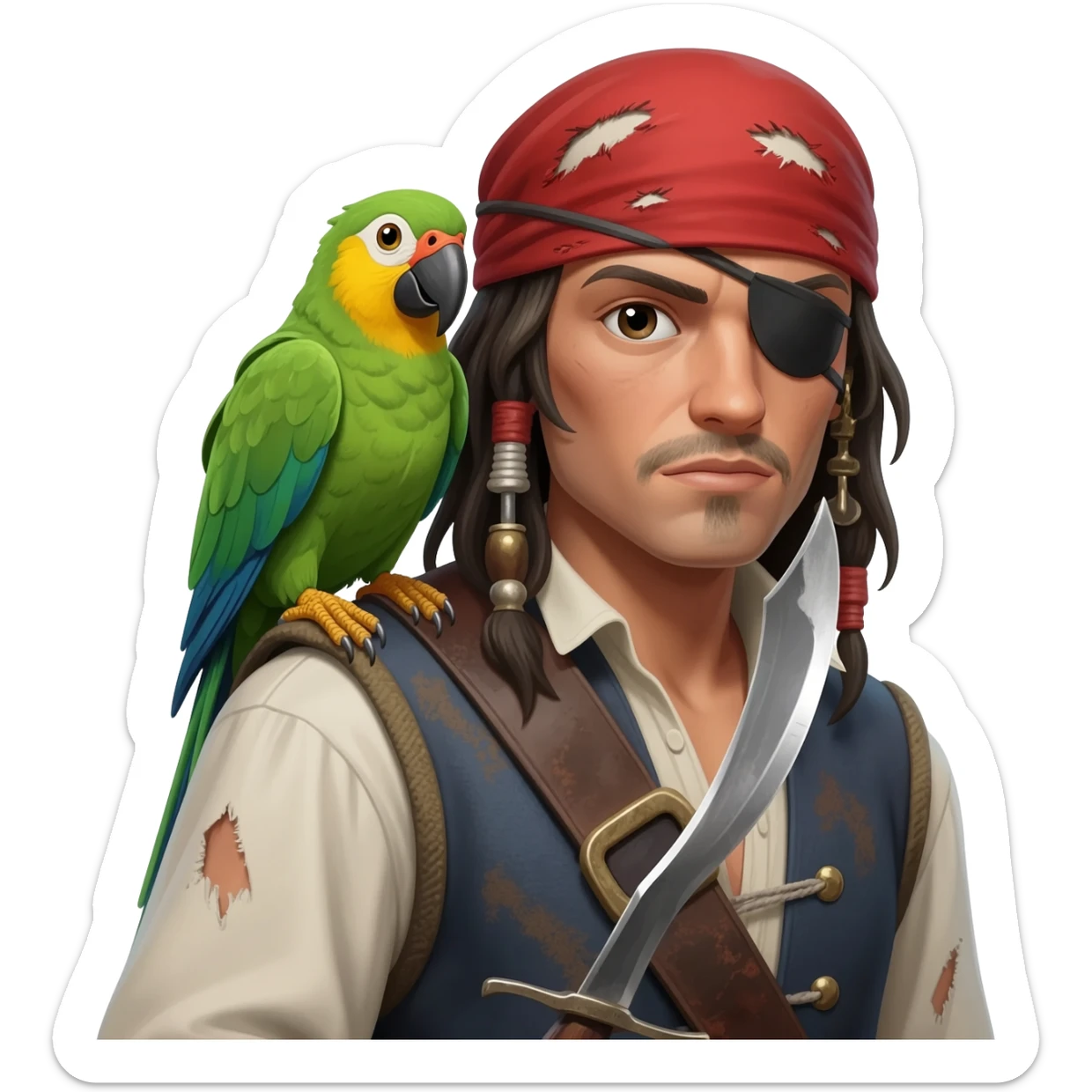 pirate and parrot sticker