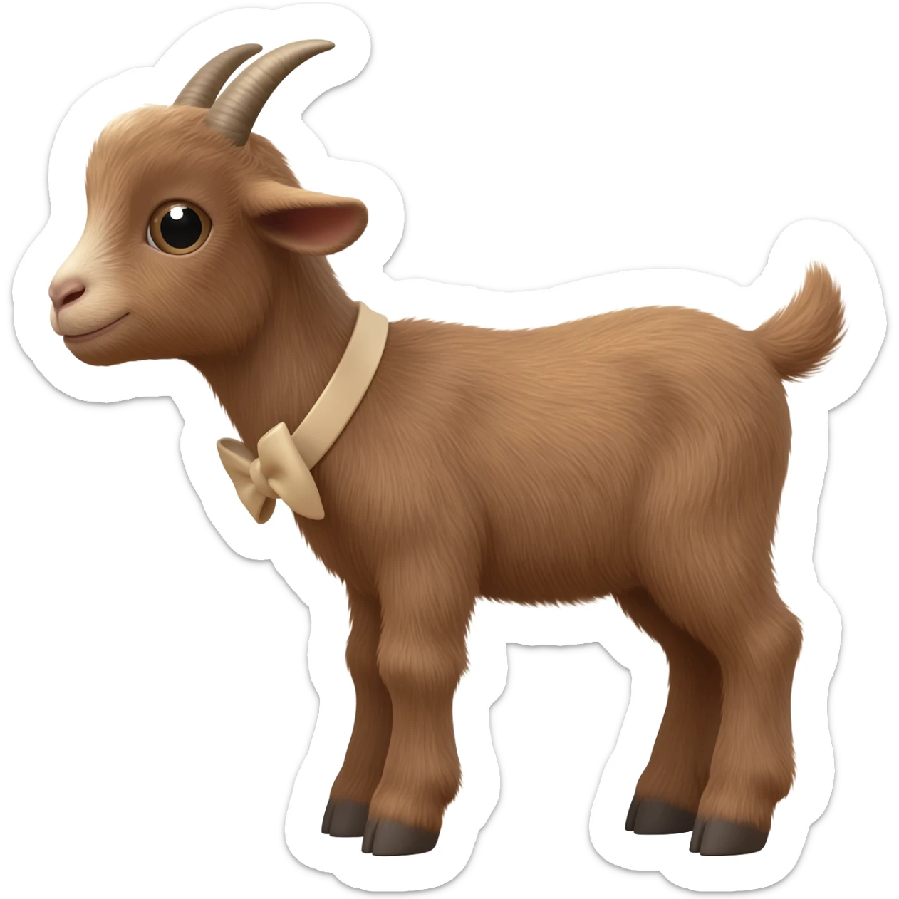 cute goat with a beige bow sticker