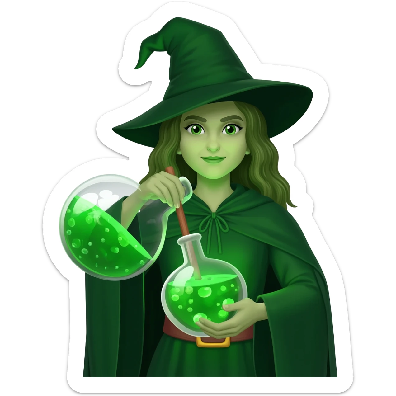 green witch cooking potion sticker