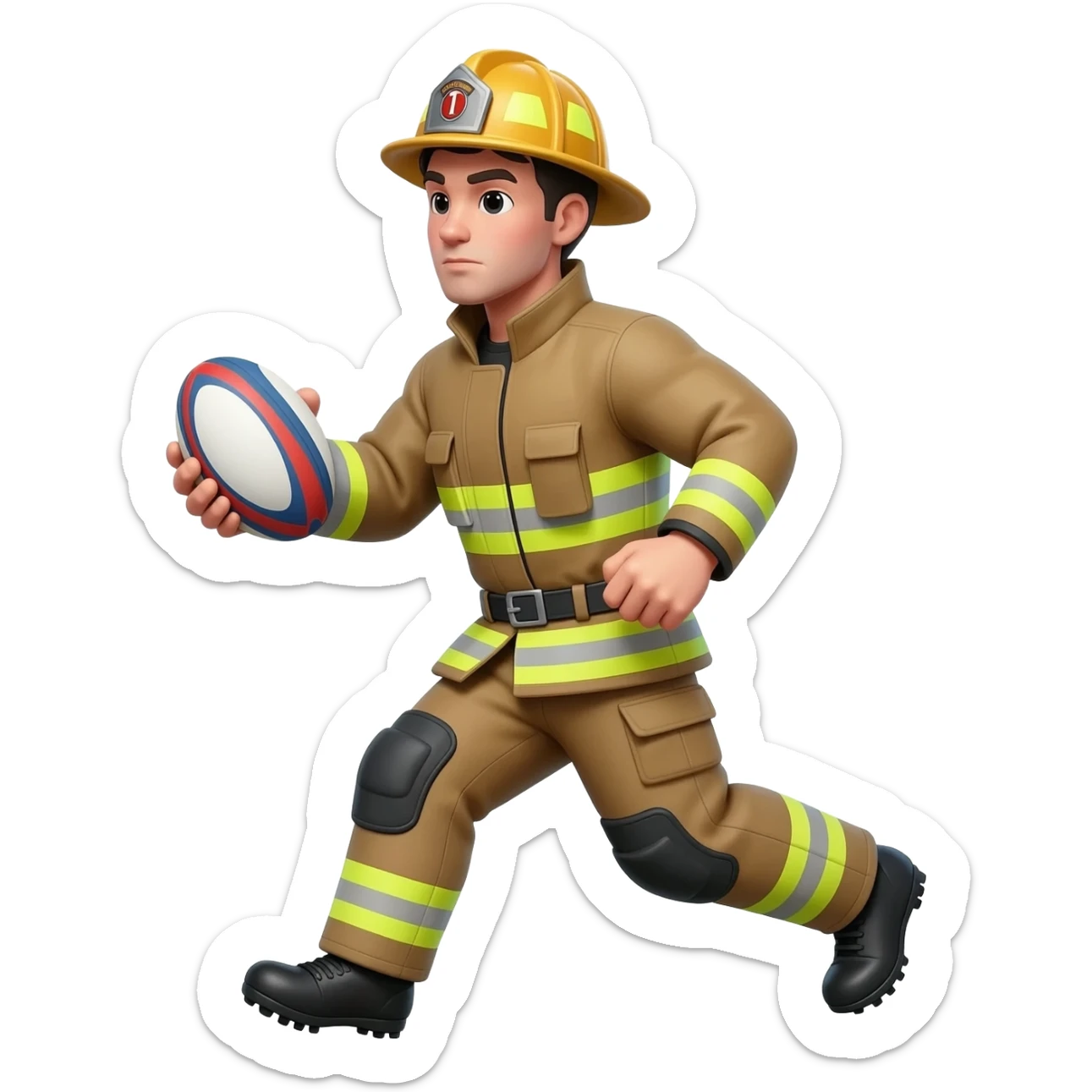 Rugby playing firefighter sticker