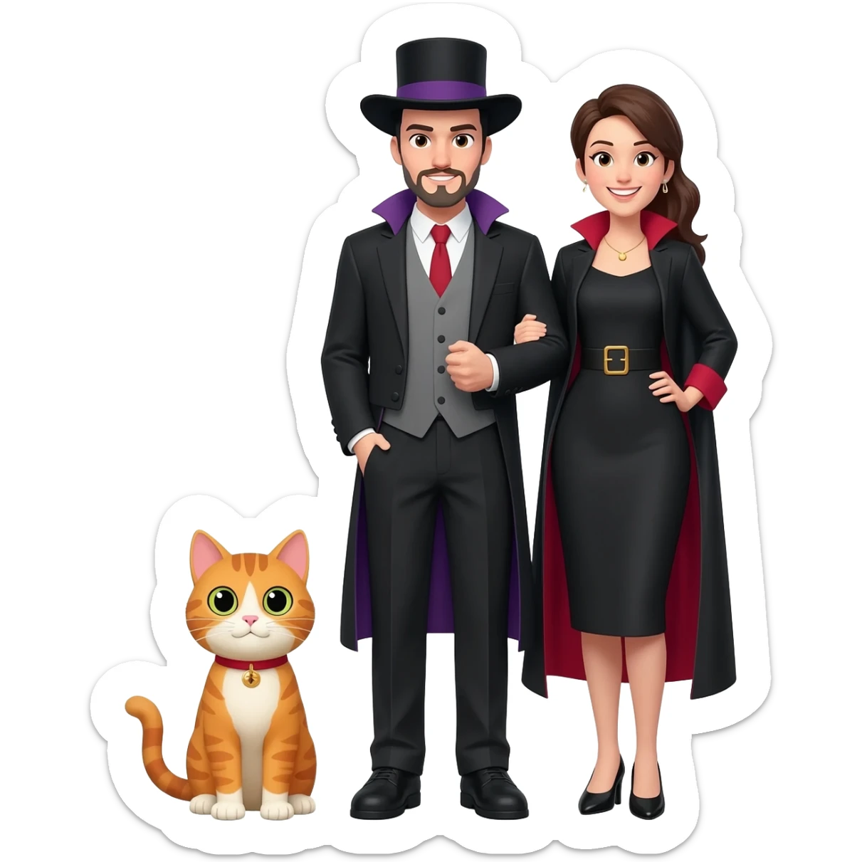 magician couple and their pet cat sticker