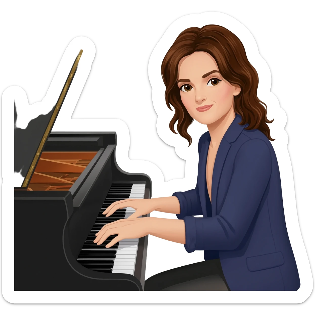hyperralistic laura pausini at the piano sticker