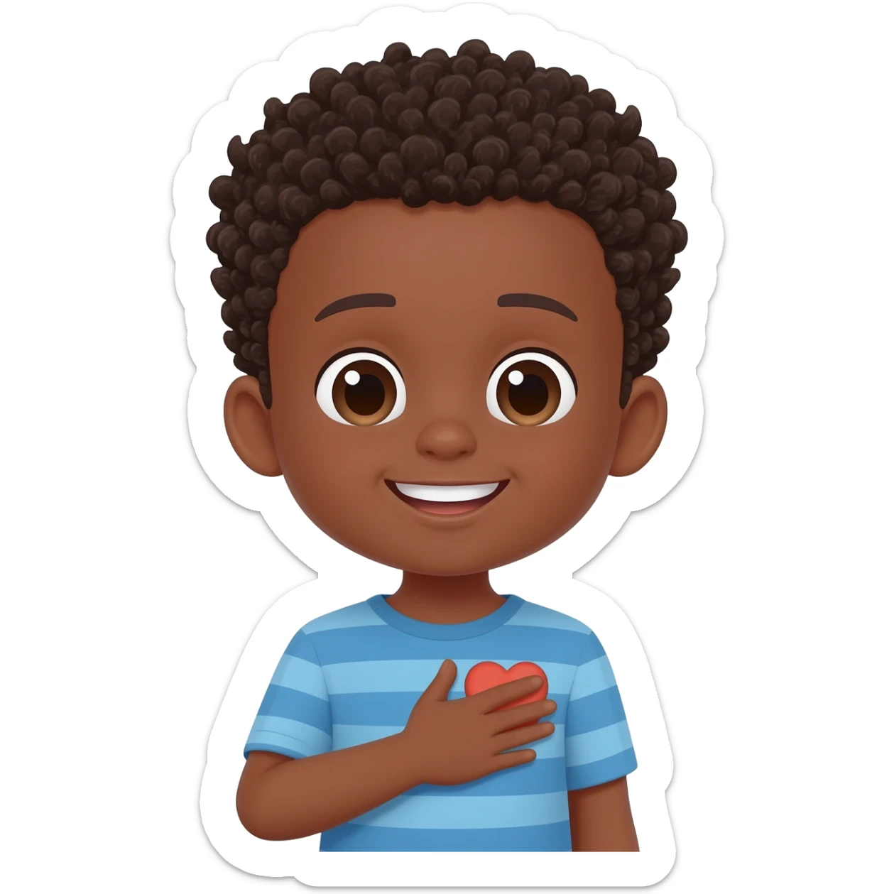 saying thank you hand on heart black boy curly hair sticker