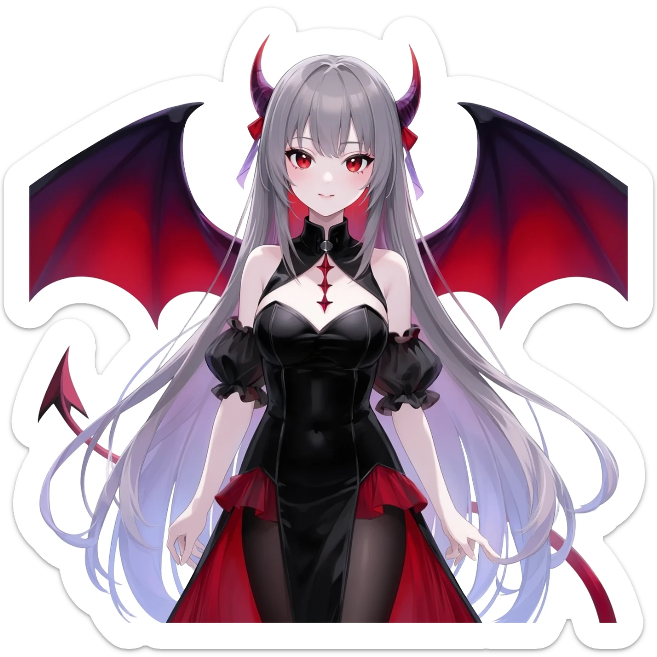 Beautiful ethereal Gorgeous Vampiric Edgy Anime Lady With Black red White Purple  sticker
