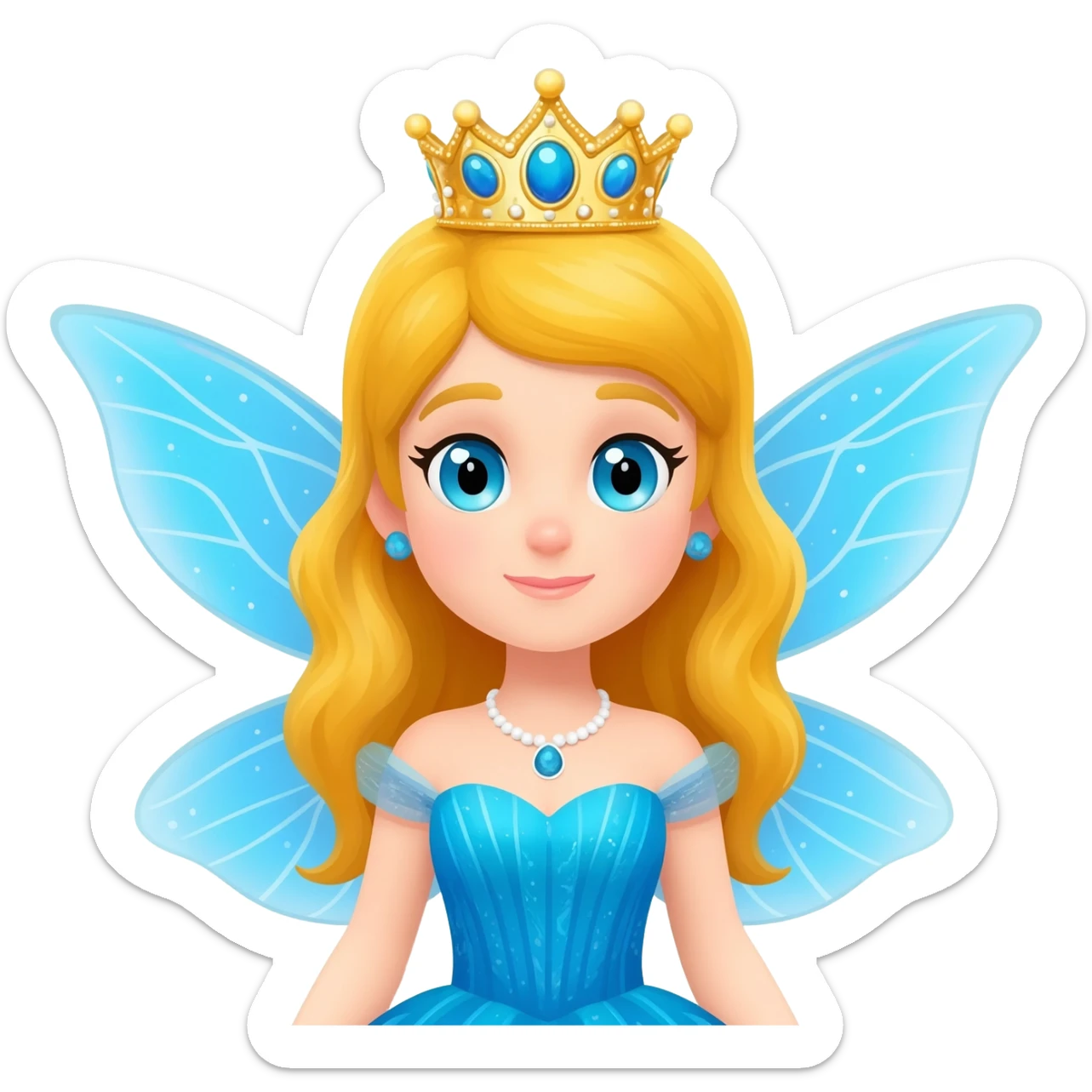 fairy princess with a crown in blue sticker