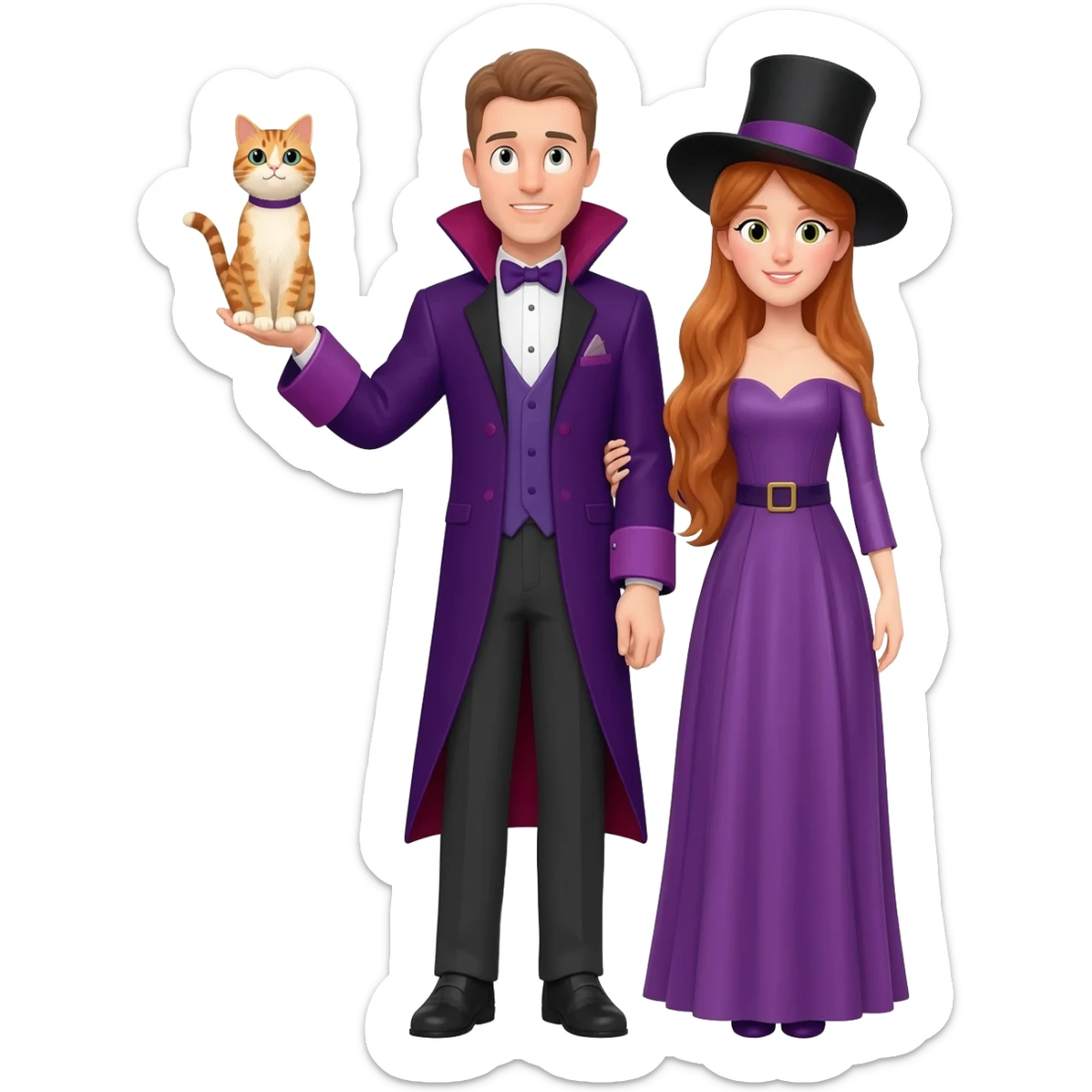 magician couple and their pet cat sticker