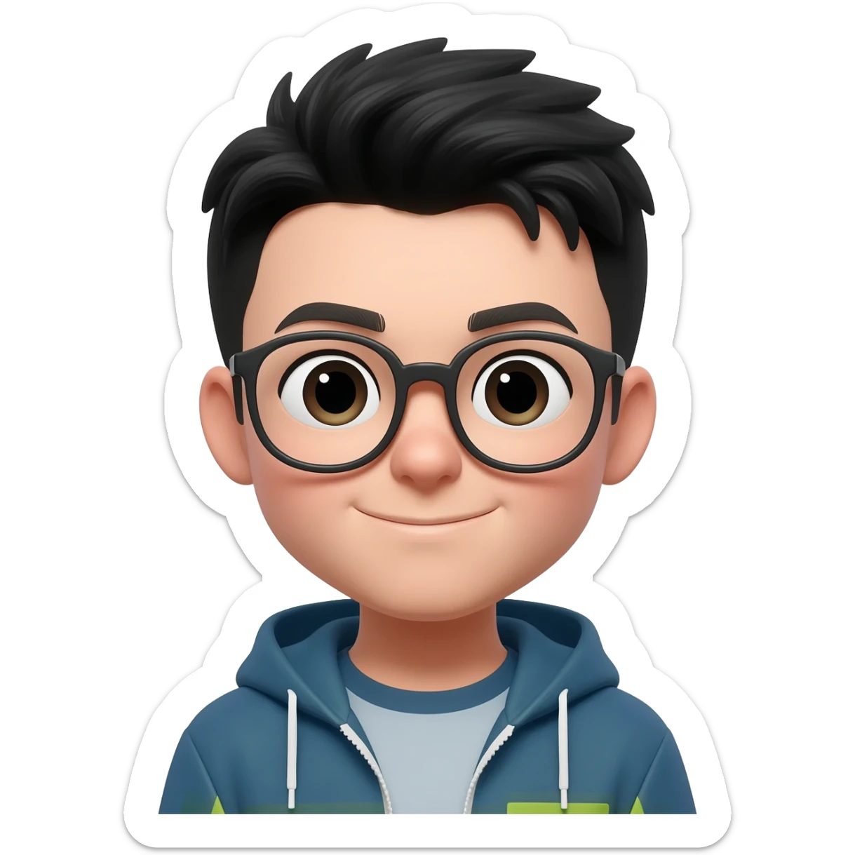 jongen met bril en zwart haar sticker