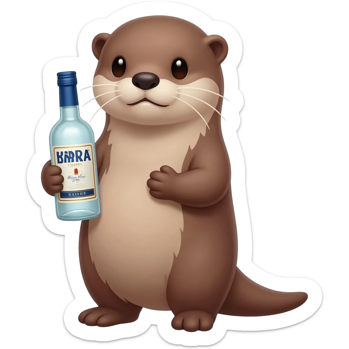 lazy otter holding vodka sticker
