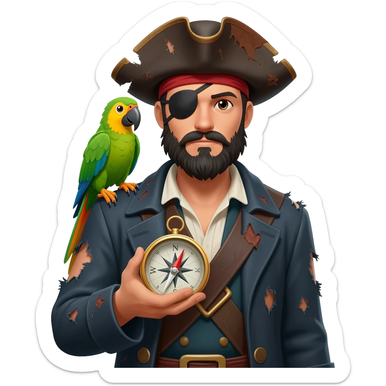 pirate and parrot sticker