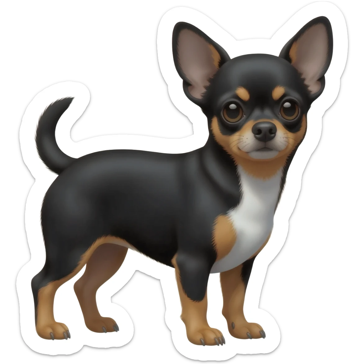 Chihuahua noir avec tache blanche au torse sticker