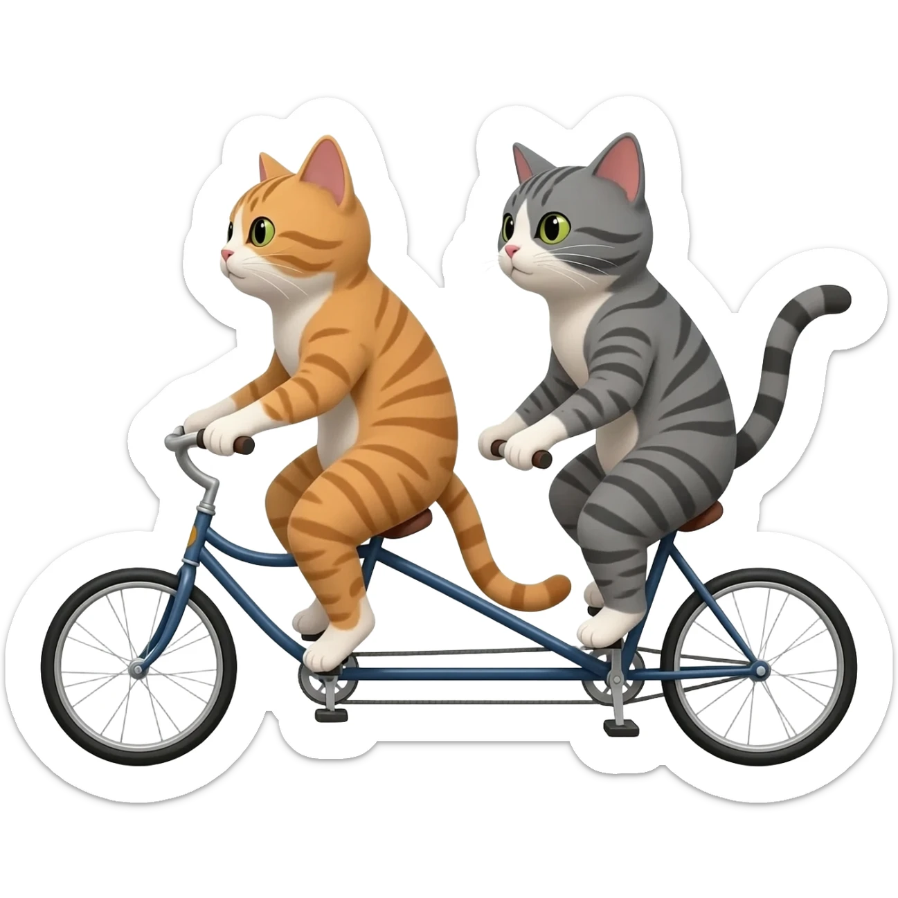 cats on tandem bike sticker