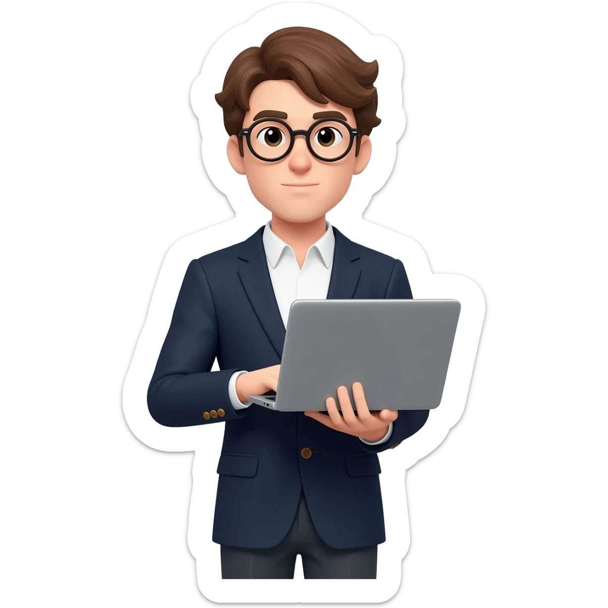 rich nerd with glasses sticker