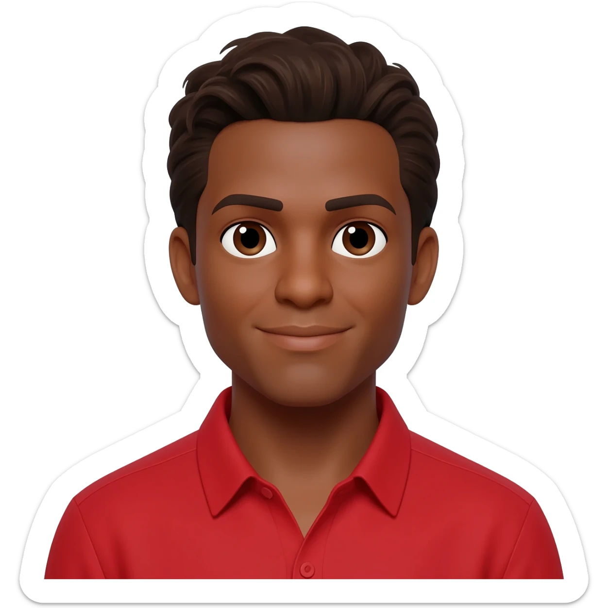 Kevin Miles as Jake from State Farm (African American Actor) with brown eyes, dark brown hair, red shirt sticker