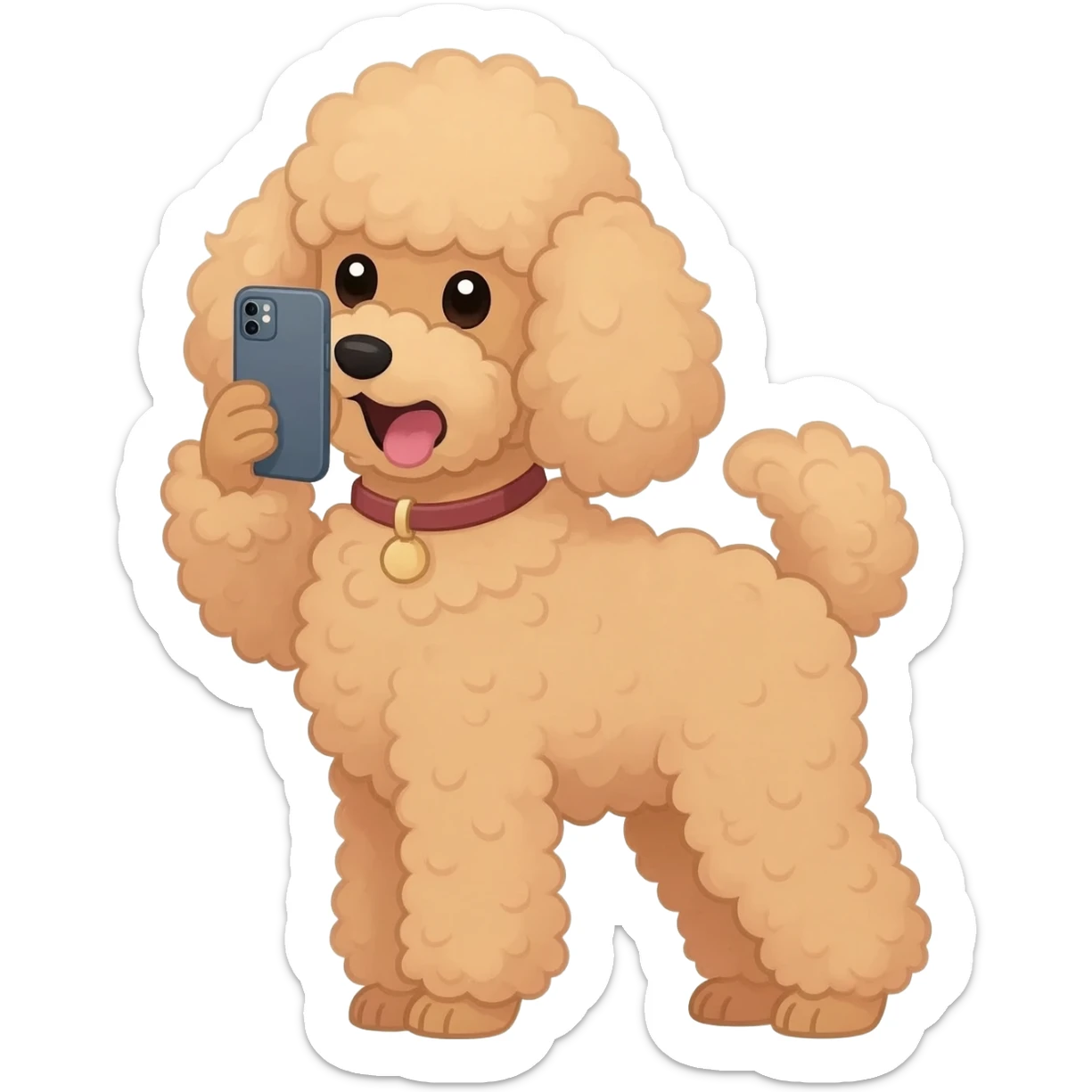 poodle dog taking itself photo sticker