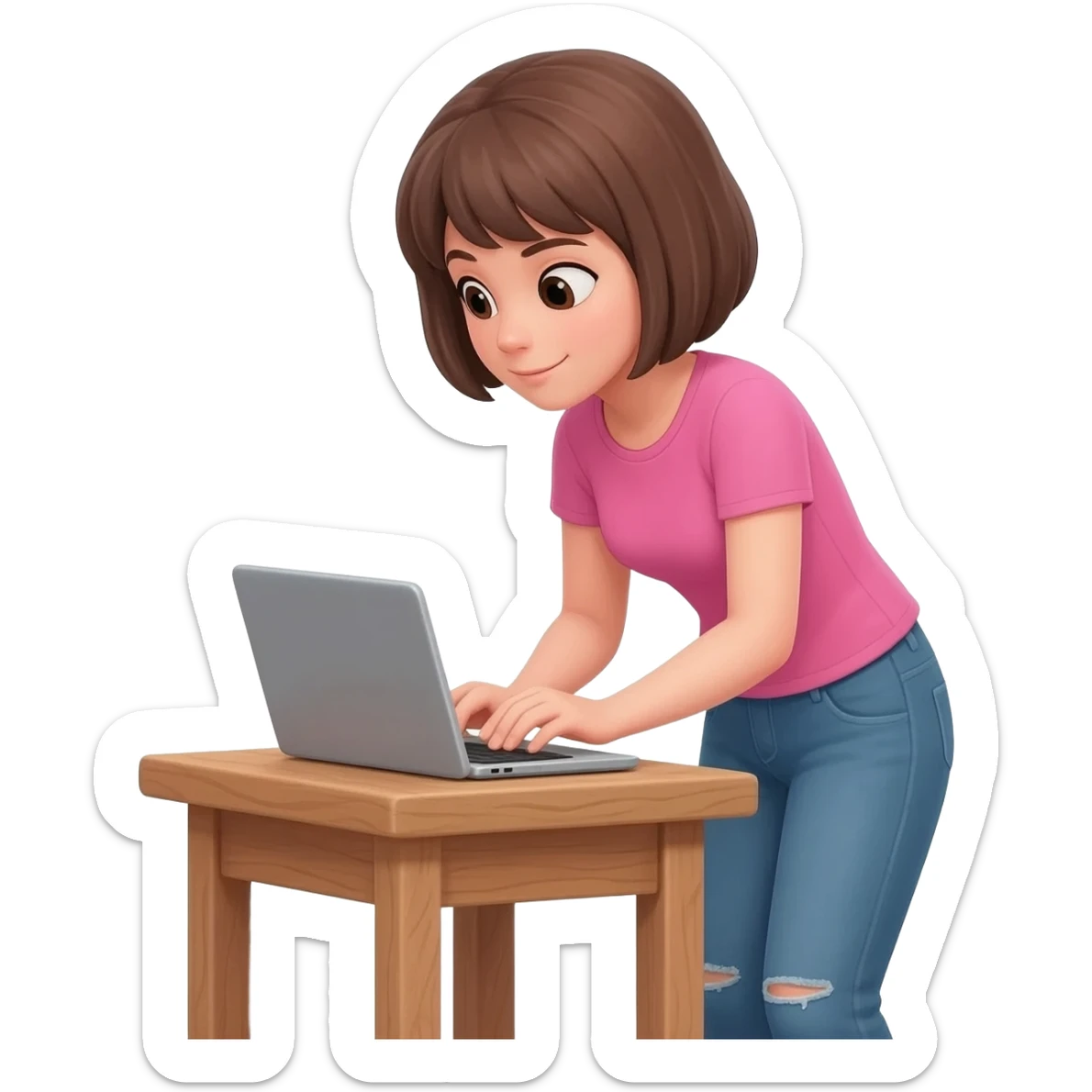 Girl bending over desk sticker