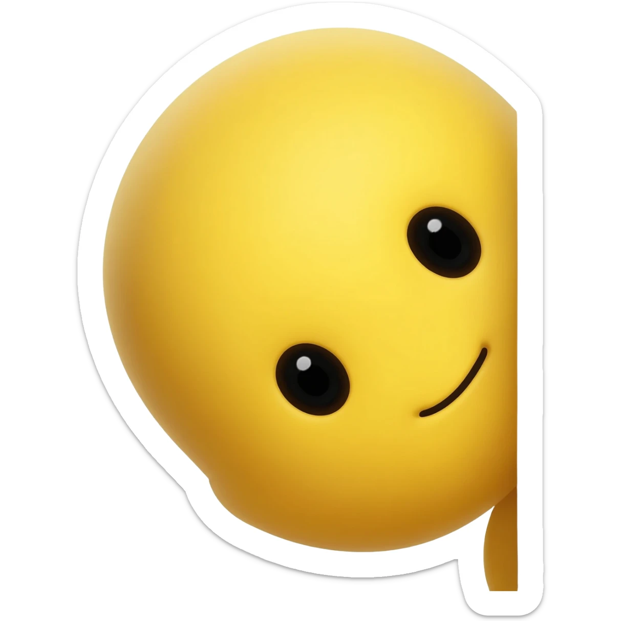 Yellow emoji face with Innocent eyes while hiding behind a pole and peeking its head out sticker