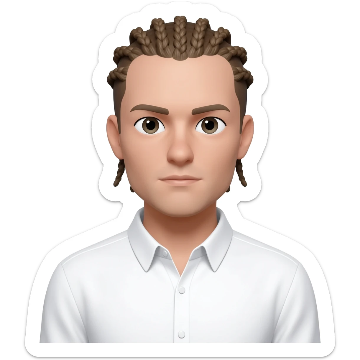 white male with no mustache conrow braids sticker