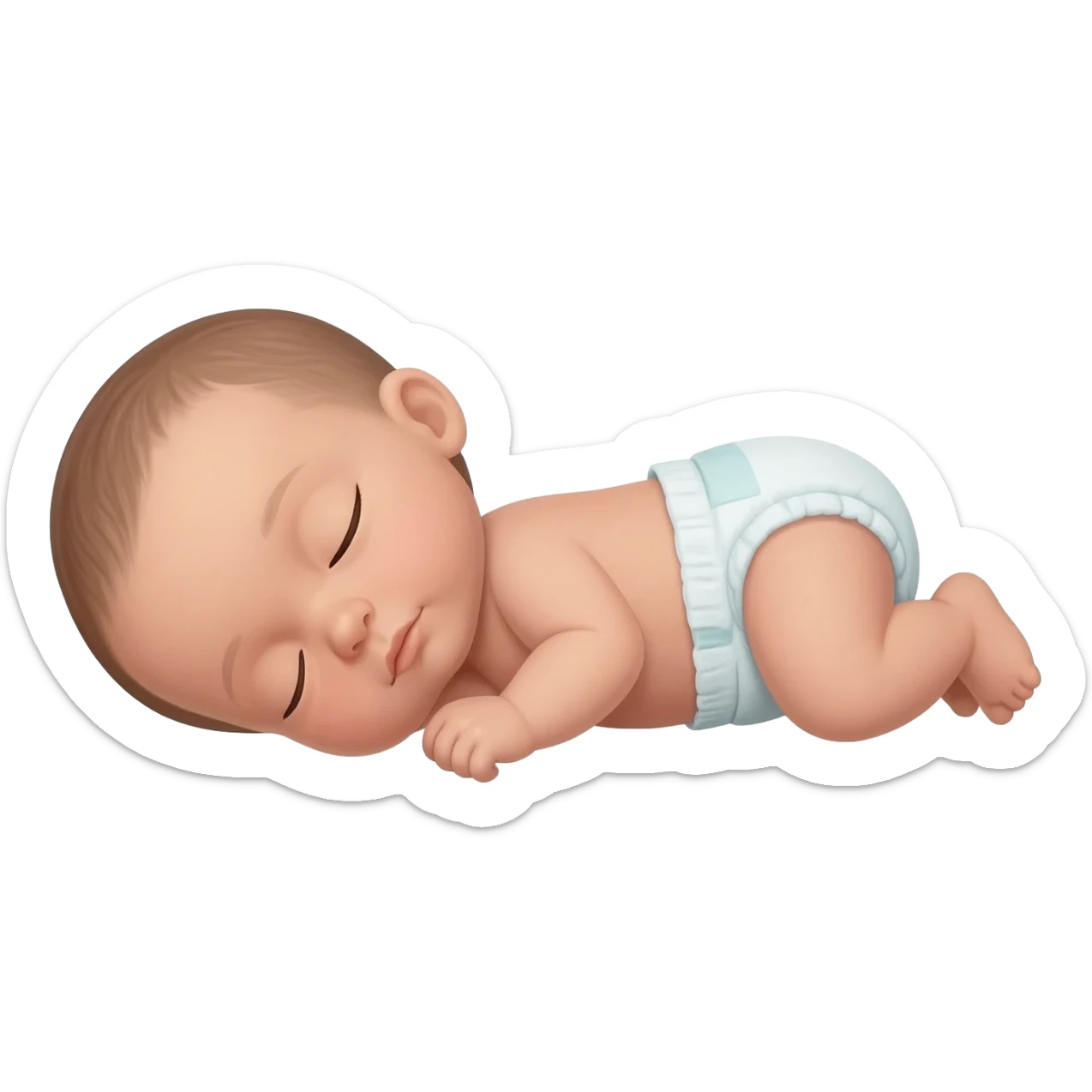 sleeping baby on its BACK in diaper - side view sticker