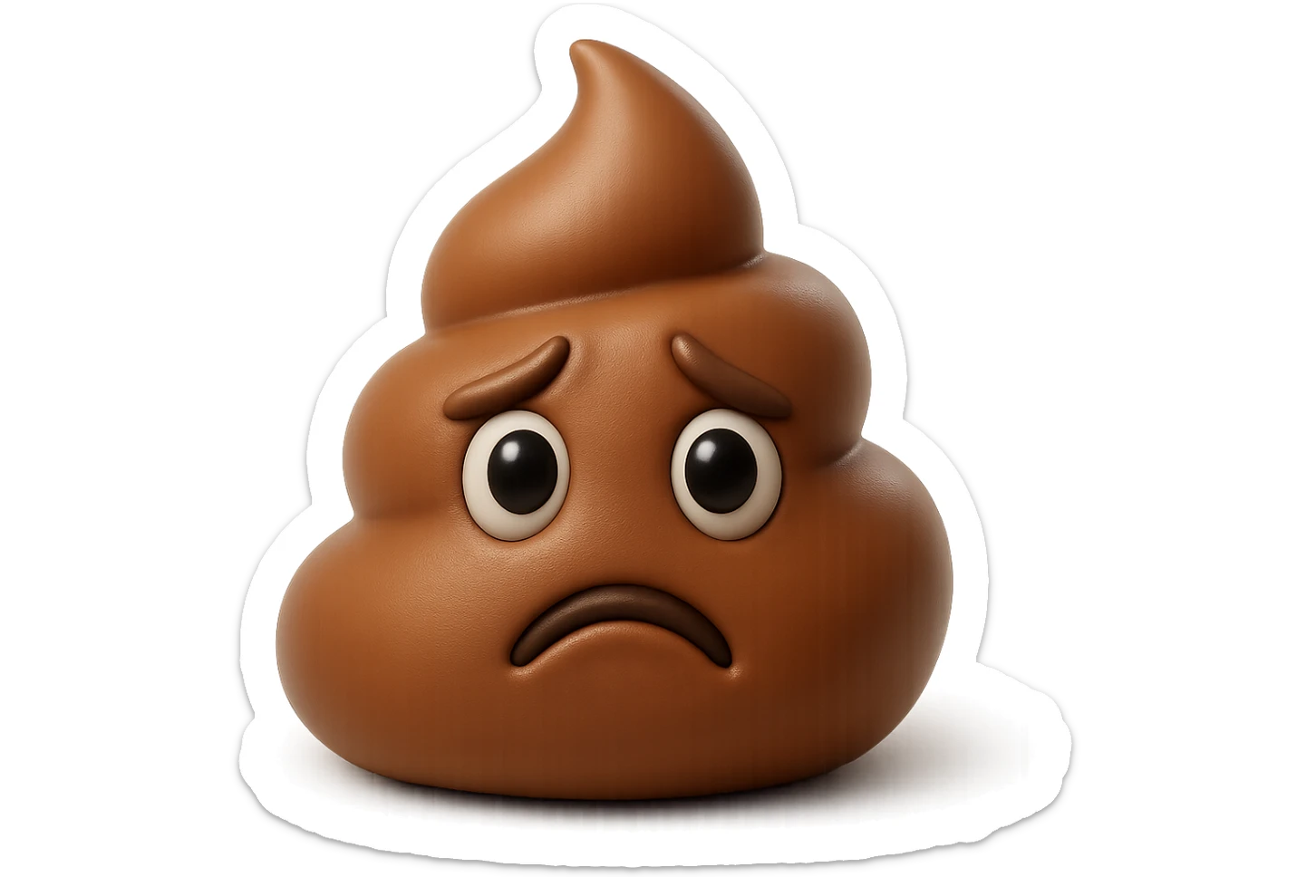 emoji stile iphone 3d di una cacca con espressione triste, iperrealistiche 4k sticker