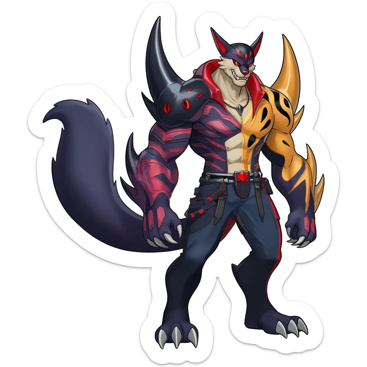 Edgy cool badass handsome animalistic monsterous Darkrai-Umbreon-Giratina-Fakémon-hybrid-fusion-creature  sticker