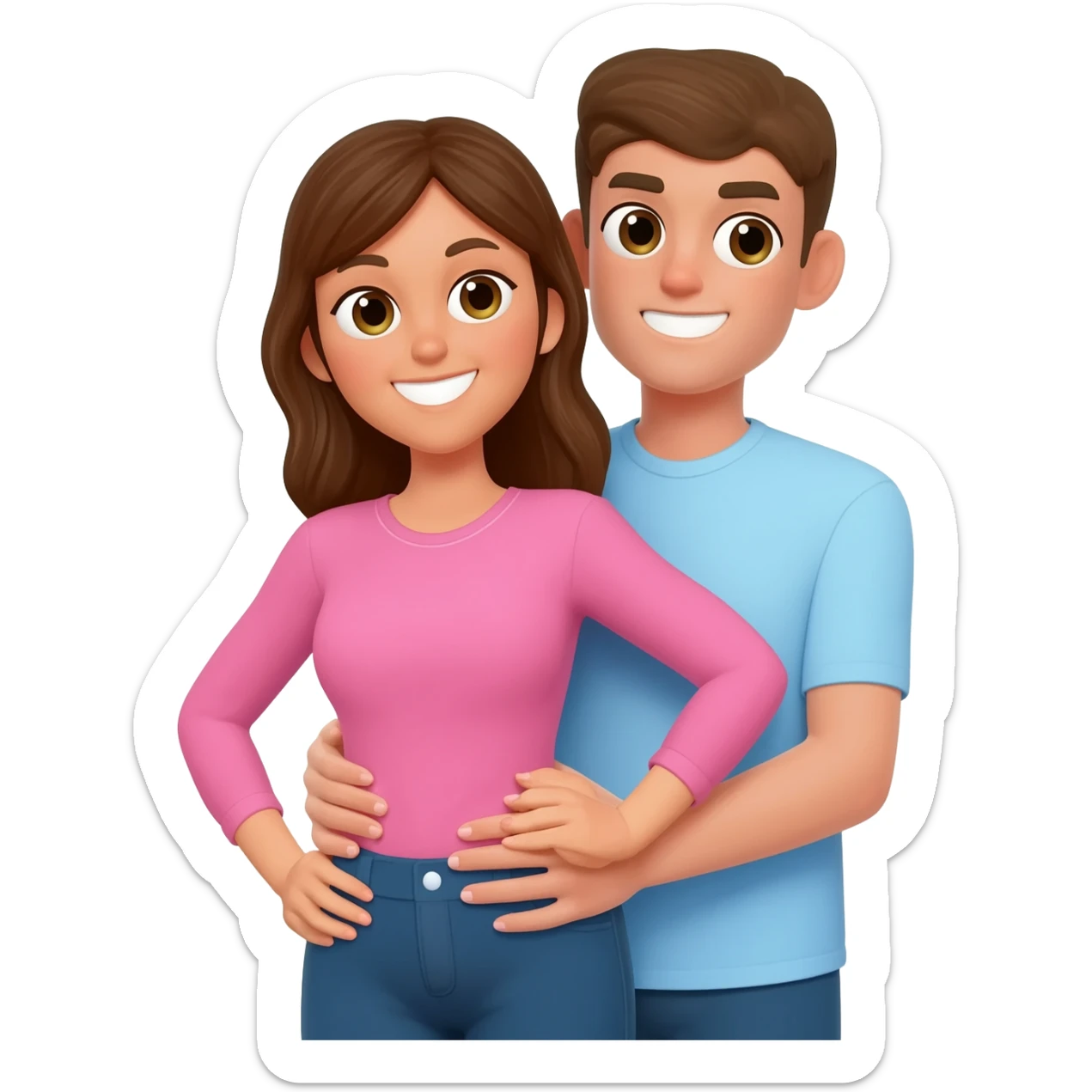 Guy standing behind her holding her hips sticker