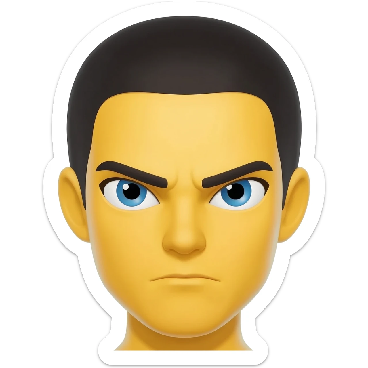 Yellow emoji cute stern face sticker