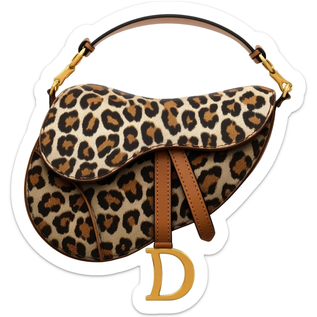 dior leopard design saddle bag sticker
