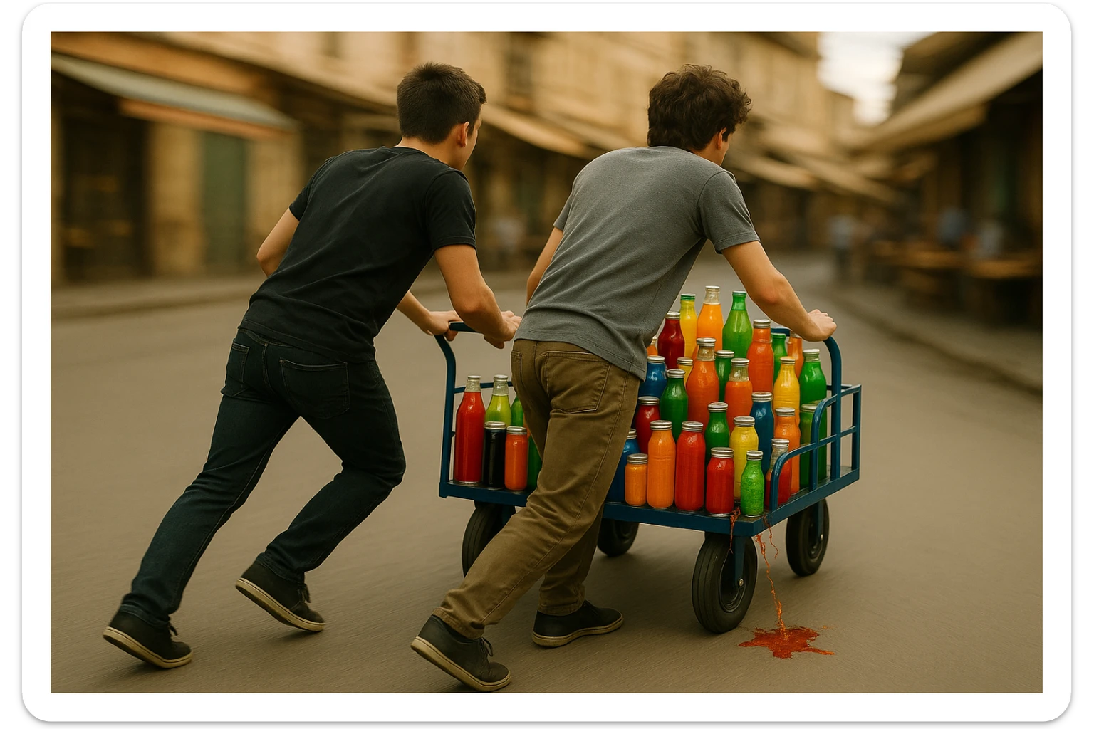 endi shu aravani bir balonchasi singan aka uka esa u ni yonida turganini yuzini ko'rsatmasdan tasvirla sticker