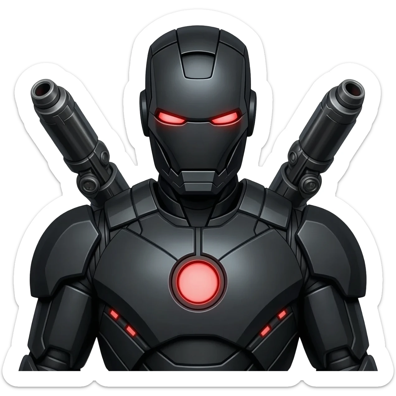 Iron Man version ultra réaliste en noir, uniquement avec des canons, version Ironman sur ses épaules sticker