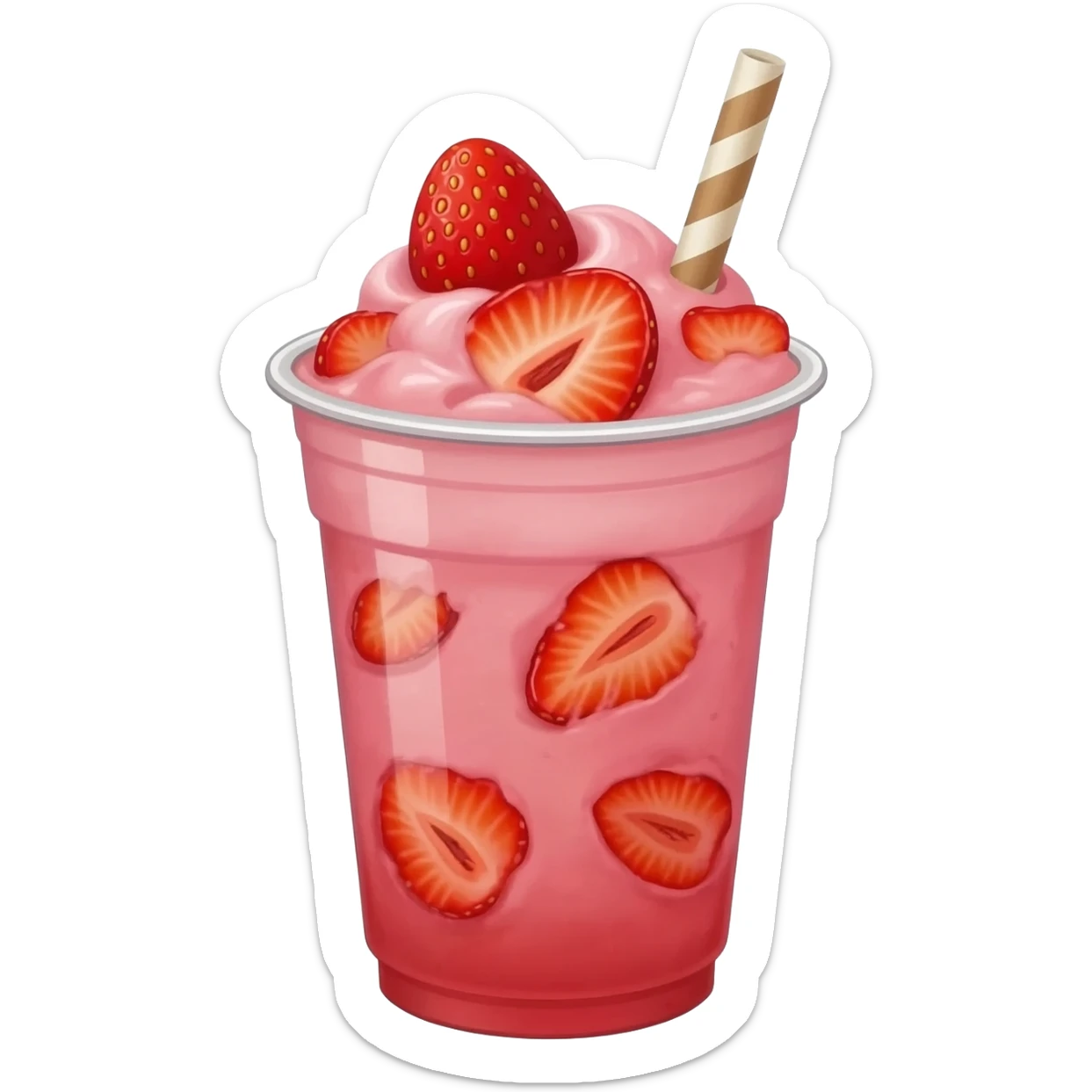 strawberry smoothie in plastic cup sticker