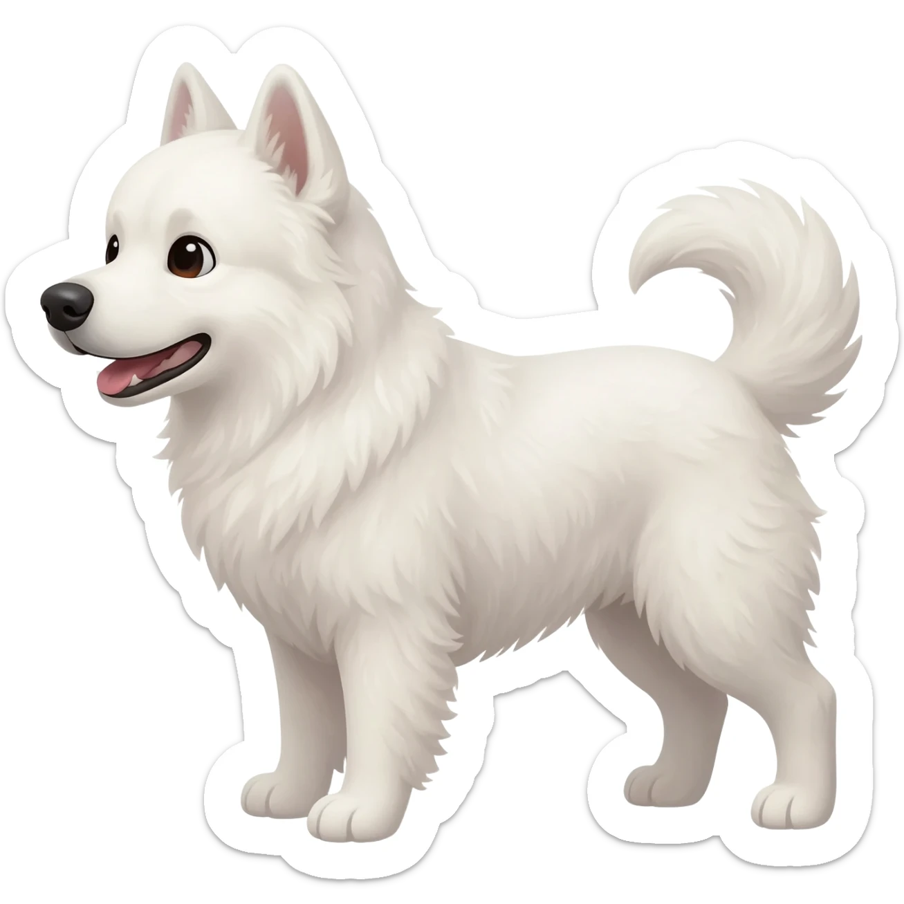 white dog looks contentedly to the left sticker