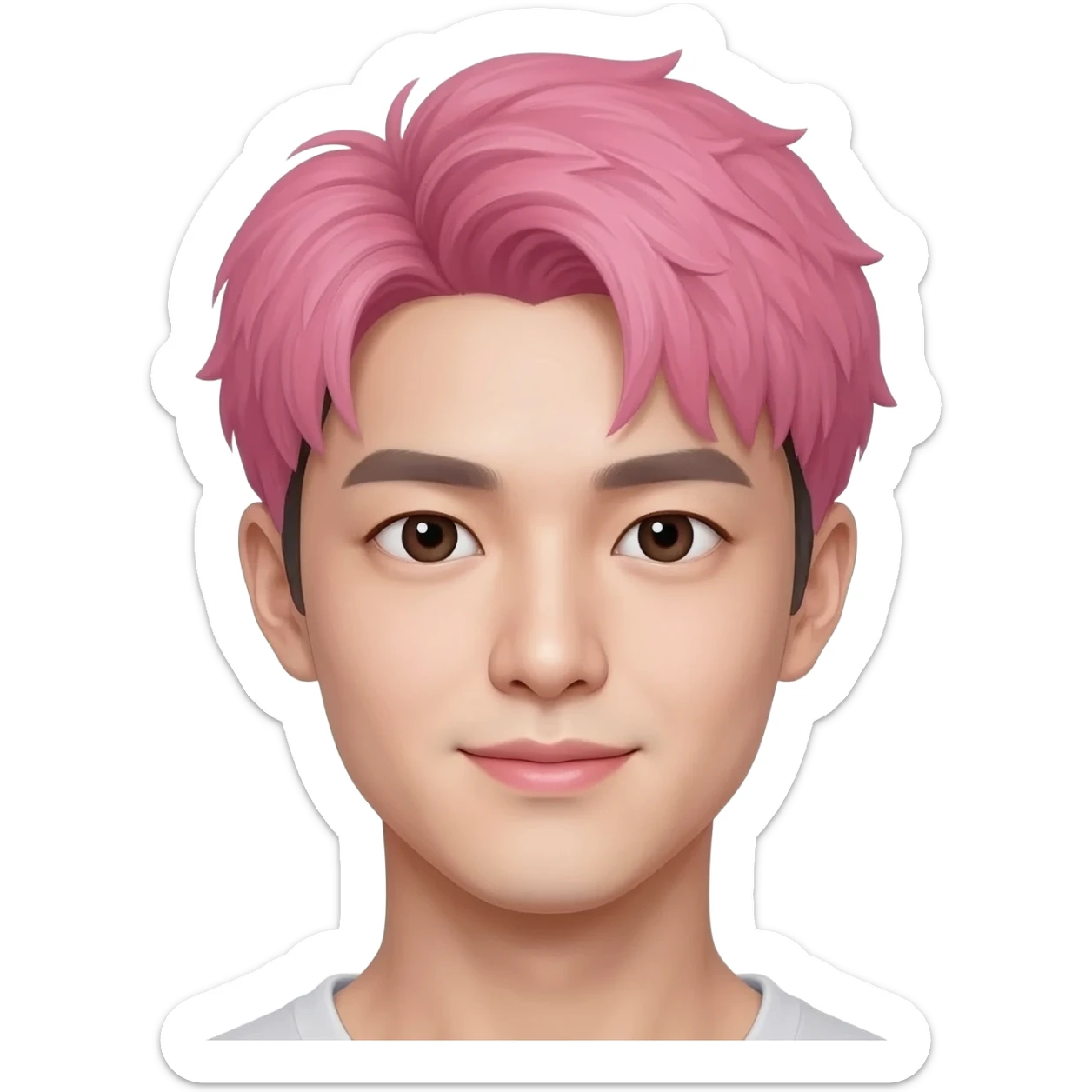 Korean man pink fade hair cut 25 year old  sticker