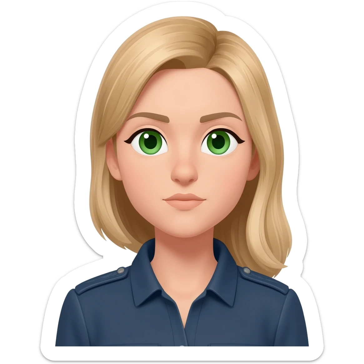 Ingeniera mujer civil con ojos verdes, pelo clarito pero no mono sticker