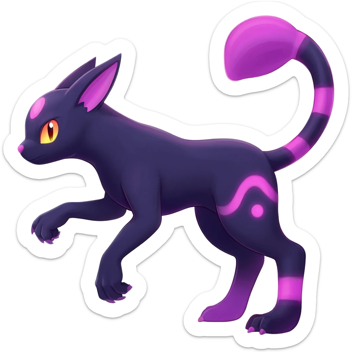 Dark vibrant pastel bright neon colorful edgy exotic painted Fakémon-Pokémon-Vernid-Darkrai-Umbreon-creature sticker