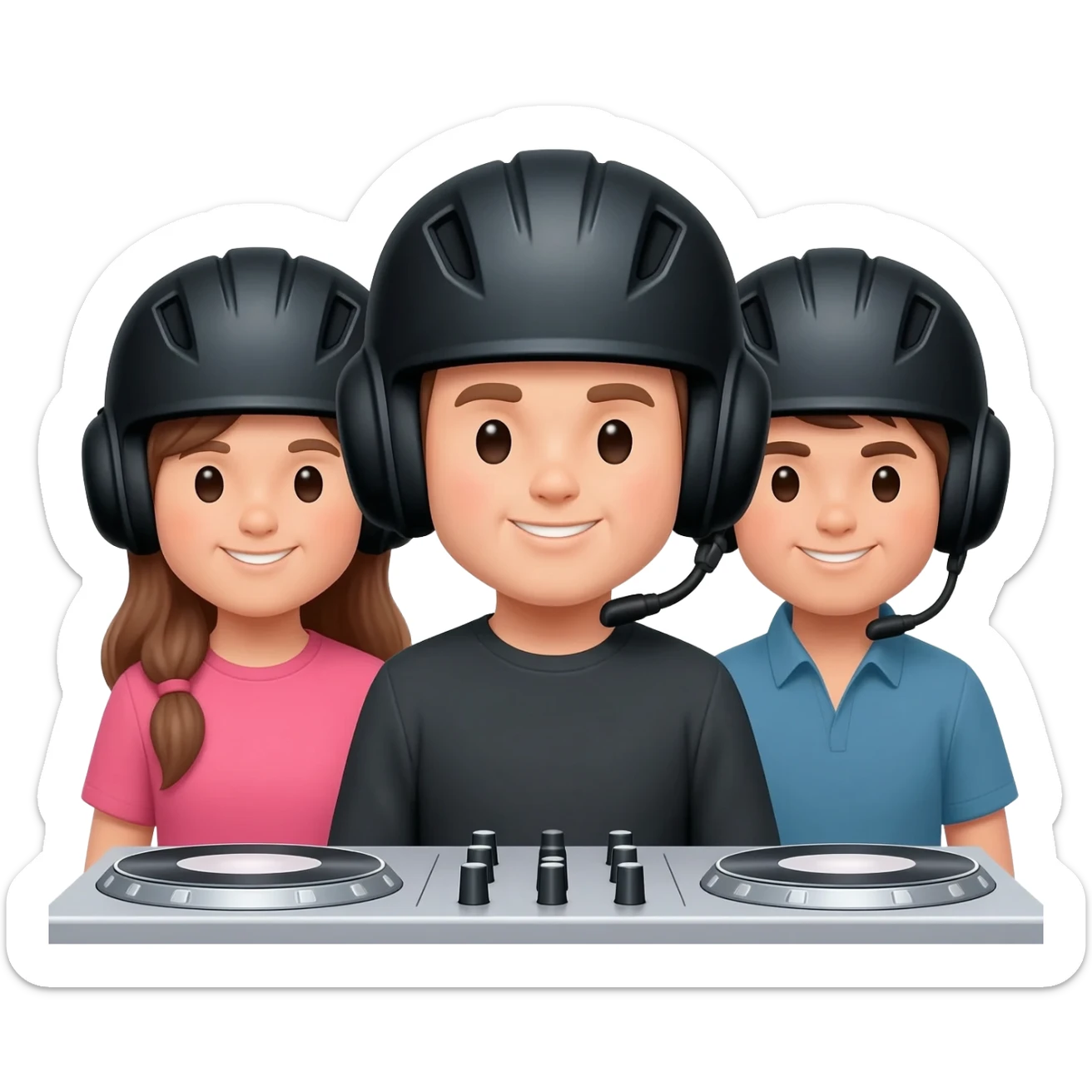 Trio dj with dj helmets sticker