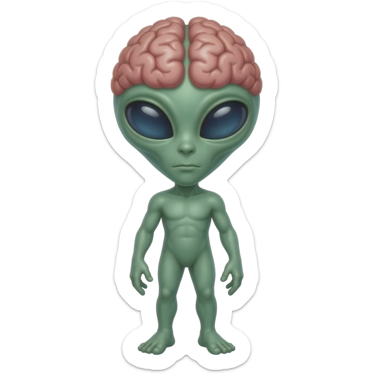 Dmt alien with enlarged brain sticker
