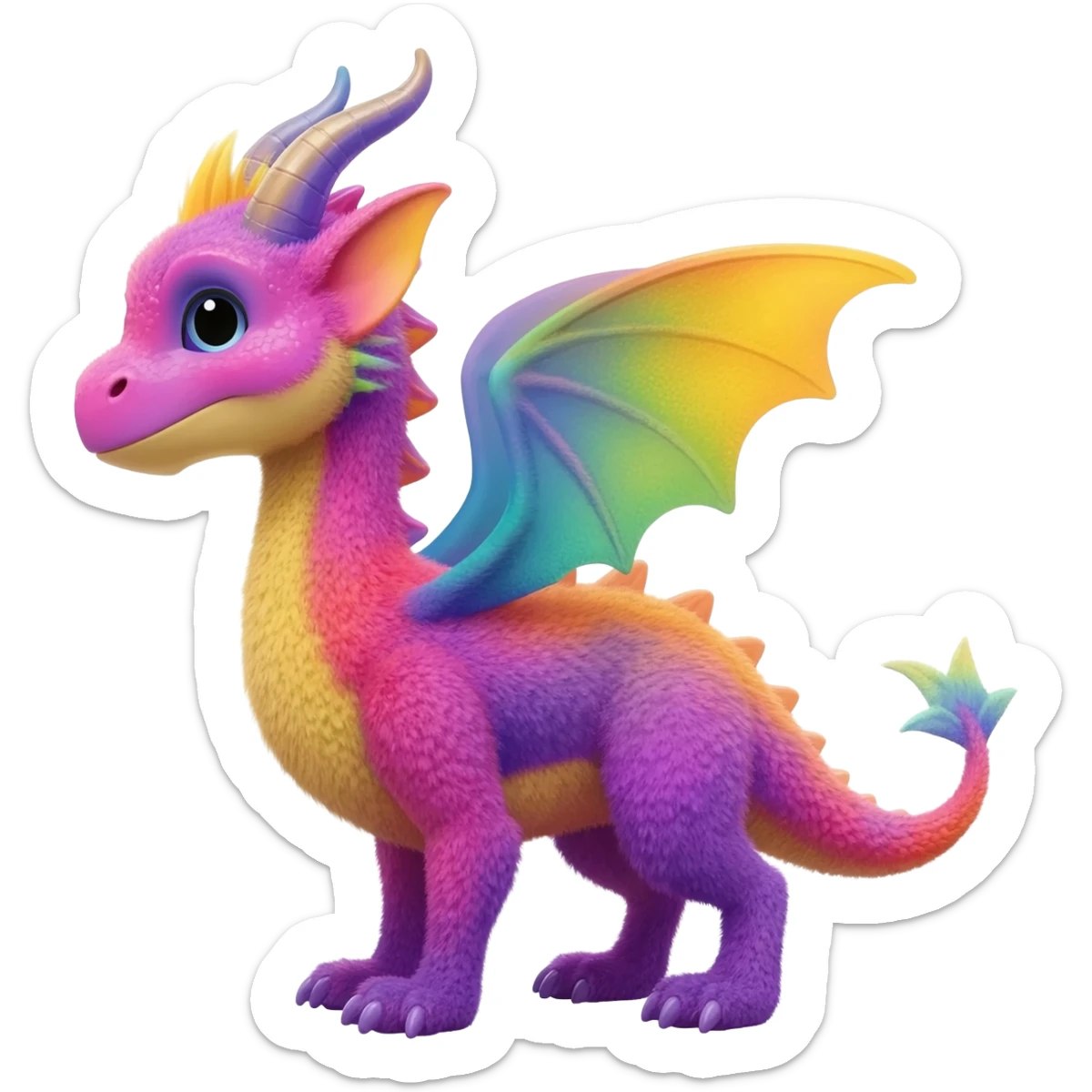 P moe cute randomly colored tropical gradients-colored fuzzy realistic Randomly-faerie-drake exotic Fakémon-creature sticker
