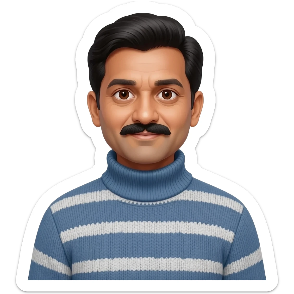 middle aged male indian primary school teacher without a moustache wearing a thick roller-neck jumper sticker