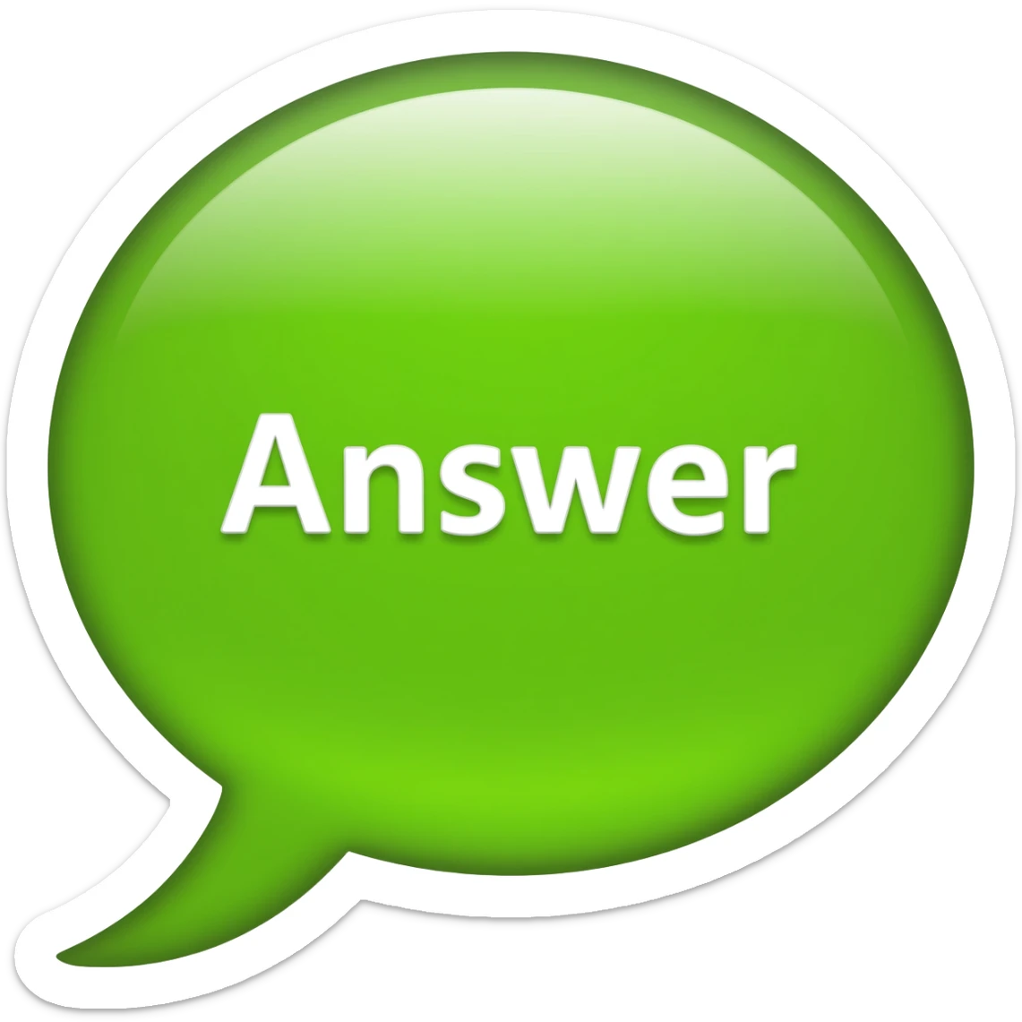 The text Answer in a bubble with a green background sticker