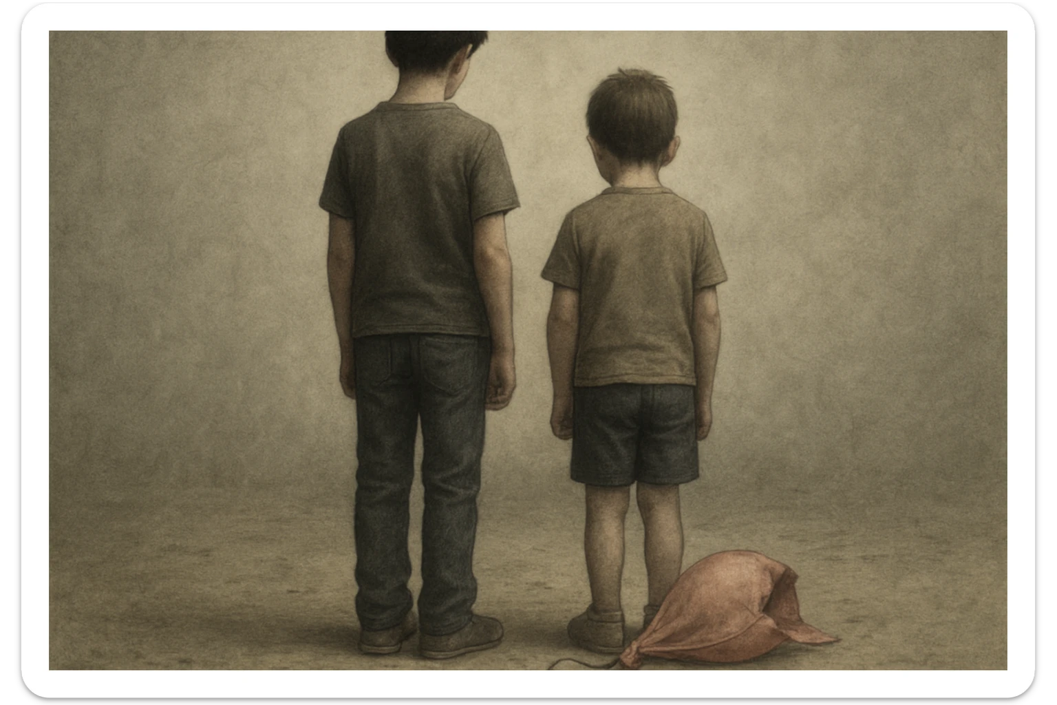 aravani bir baloni singanini tasvirla uning oldida aka uka homush turishibdi yuzlari ko'rinmasa ham bo'ladi sticker