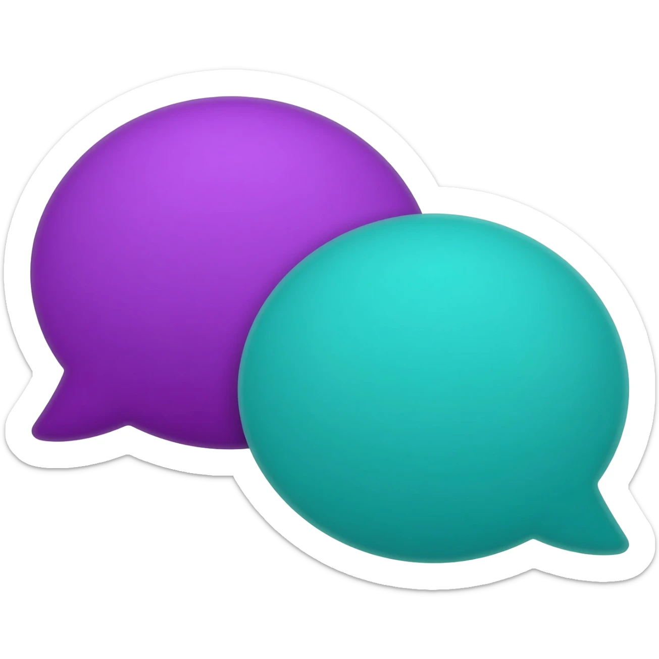 two overlapping purple and teal speech bubbles sticker