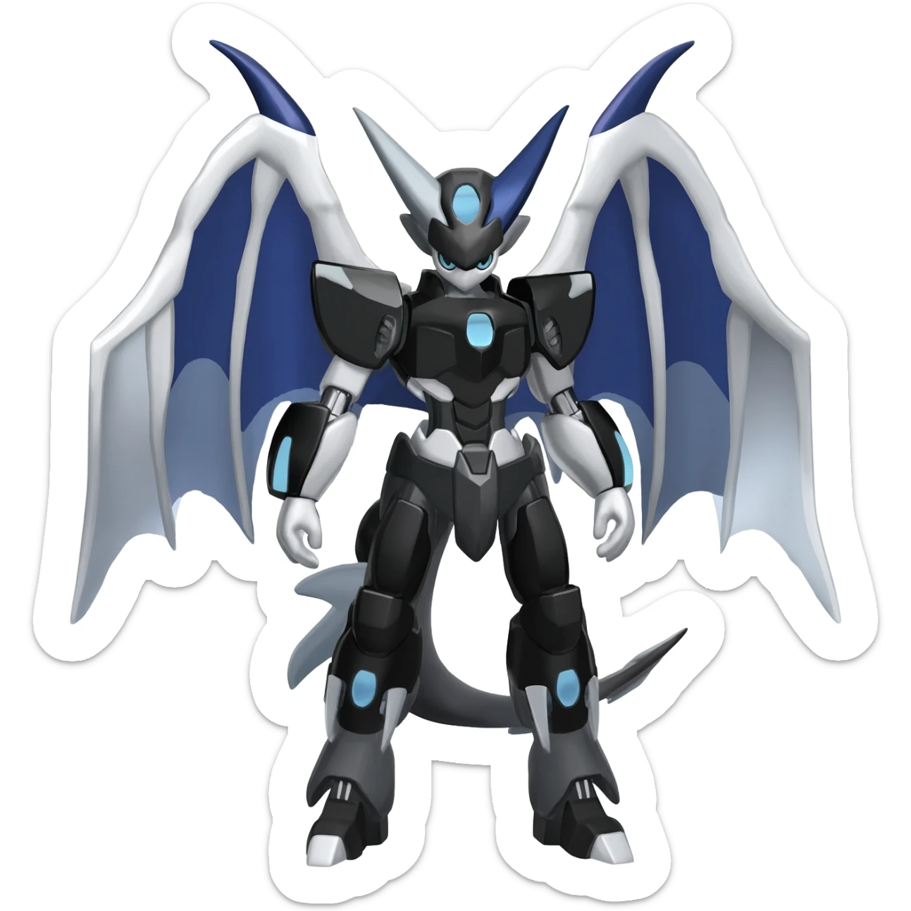 Shiny Black Grey White and Dark-Blue Trico-Gryphon-Draconic-Nargacuga-Silvally-fusion sticker