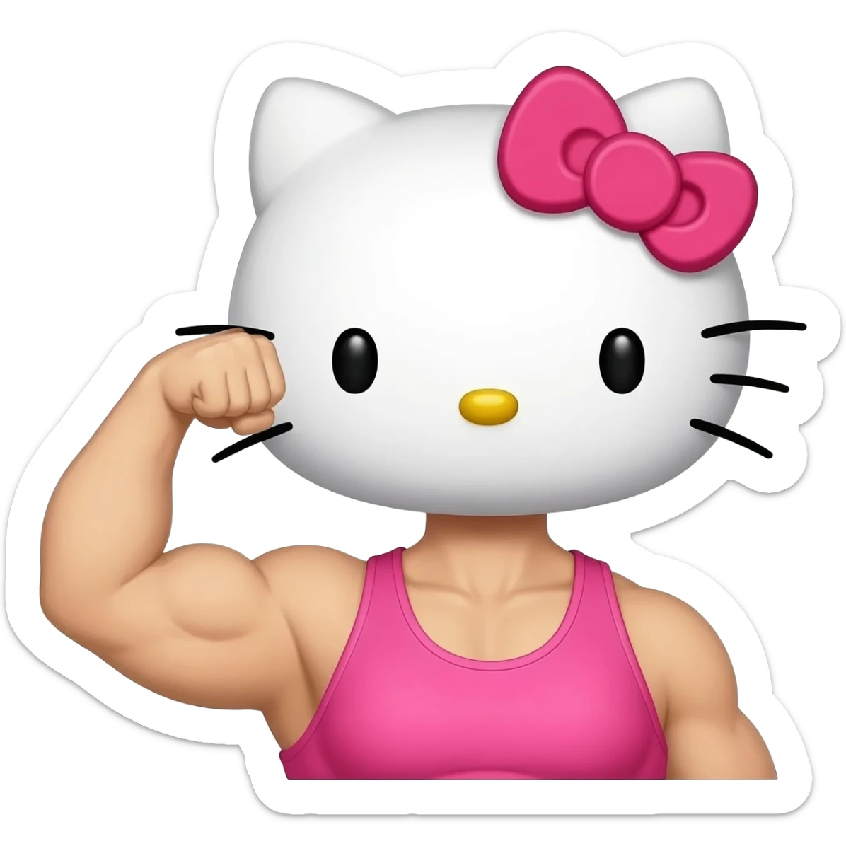 Hello kitty with massive muscles wearing sports bra. She should flex one arm. Only show her top half sticker