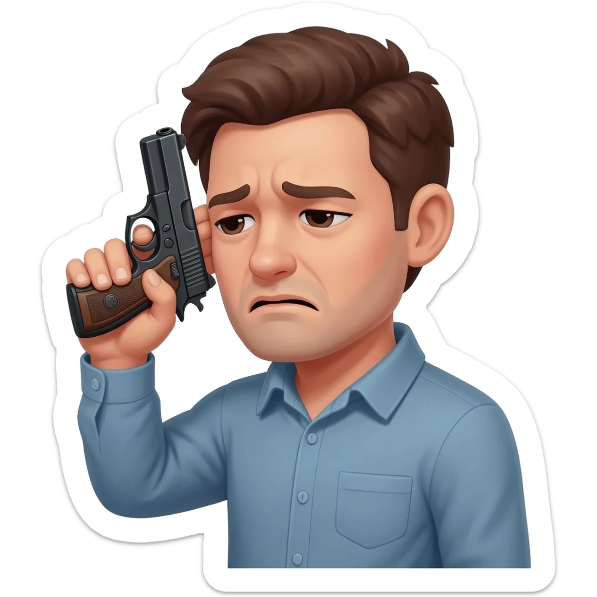 an emoji holding a gun to its head sticker